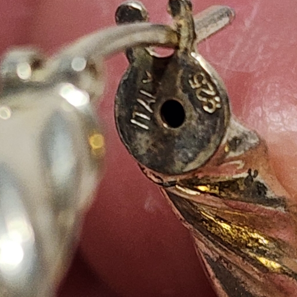 Sterling Silver Twisted Style Hoop Earrings Italy - Picture 3 of 3